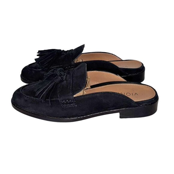 Vionic Reagan Black Suede Tasseled Mules / Loafers - Size 8 - Picture 3 of 6